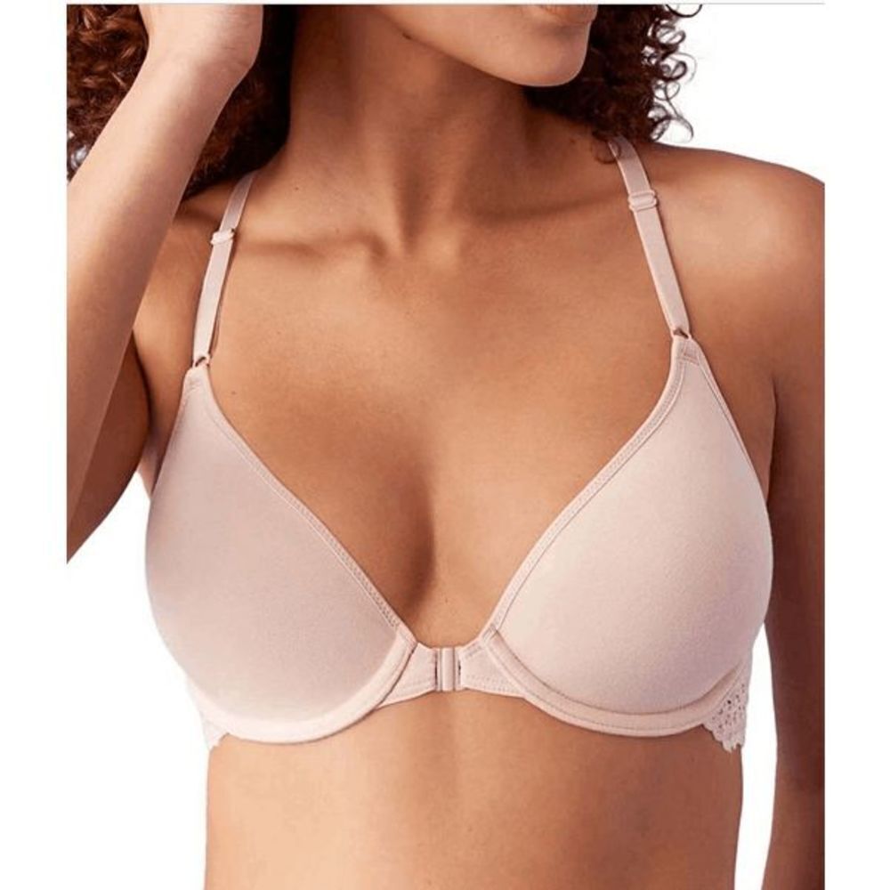 B. Tempt'd by Wacoal NWT size 34DDD pink underwire bra Eyelet Front Close T-Shir